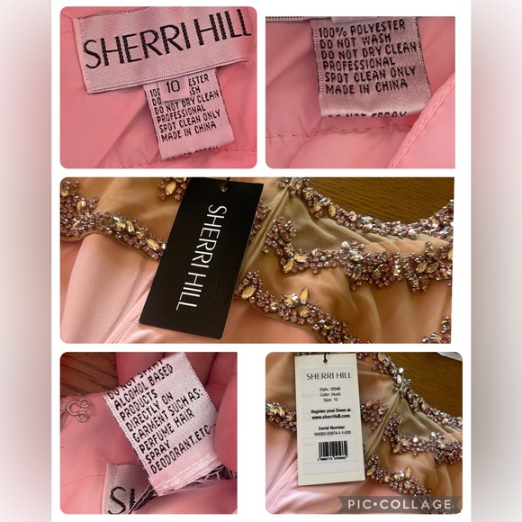Sherri Hill  50548 blush pink rhinestone cap sleeve  short  dress 10 - Picture 16 of 16